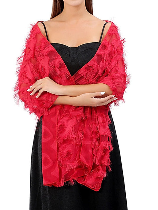 Shawls & Wraps Party Wedding Cocktail Party Black Silver White Scarf Pure Color for Women