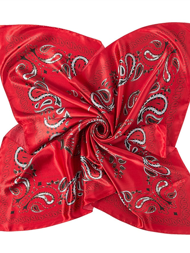 Printing Scarf Headwraps For Women Vintage Four Seasons Hair Scarve 90*90cm Square Hijab Foulard Bandana Femme Headscarf for Women