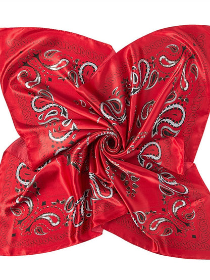 Printing Scarf Headwraps For Women Vintage Four Seasons Hair Scarve 90*90cm Square Hijab Foulard Bandana Femme Headscarf for Women