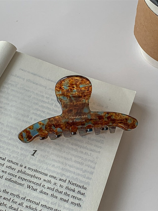 1PC Girls' Hair Hair Claw Various Hair Clip  Aliya&K 8 Pack For Women Girls Hair Claw Clips Matte Gold Crystal Hair Claws Acetic Acid Hair Clips for Women