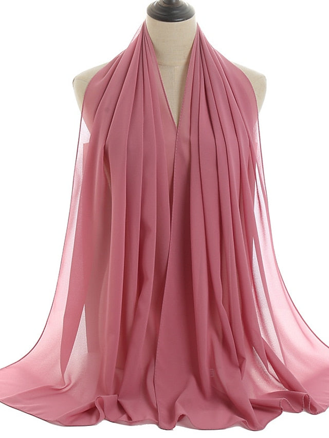 180*75cm Muslim Fashion Chiffon Hijab Scarf Women Scarves Long Shawl Islamic Hijabs Simple Head Scarf Solid Wrap Turban for Women