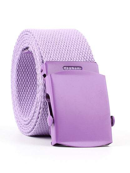 Unisex Web Belt Canvas Sliding Buckle Plain Casual Classic Party Daily Violet Green White Black for Women