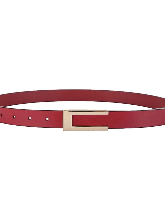 Belt Genuine Leather Red Brown Black Red Brown Waist Belt Daily Holiday Dress Solid Color / Coffee for Women