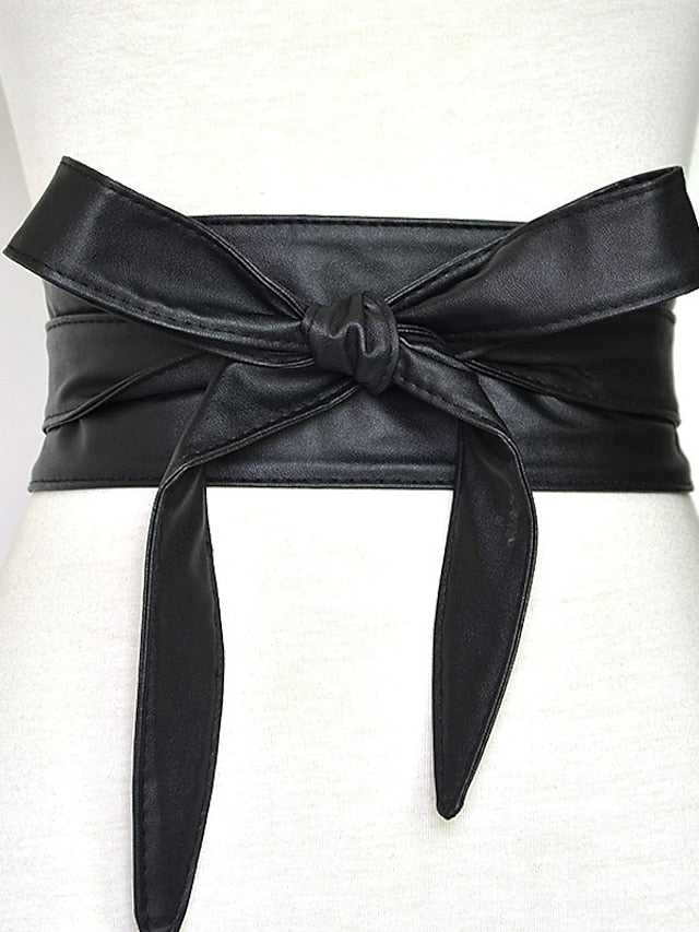 Wide Belt Corset Belt PU Leather Buckle Free Geometric Formal Party Daily White Black Wine Brown for Women
