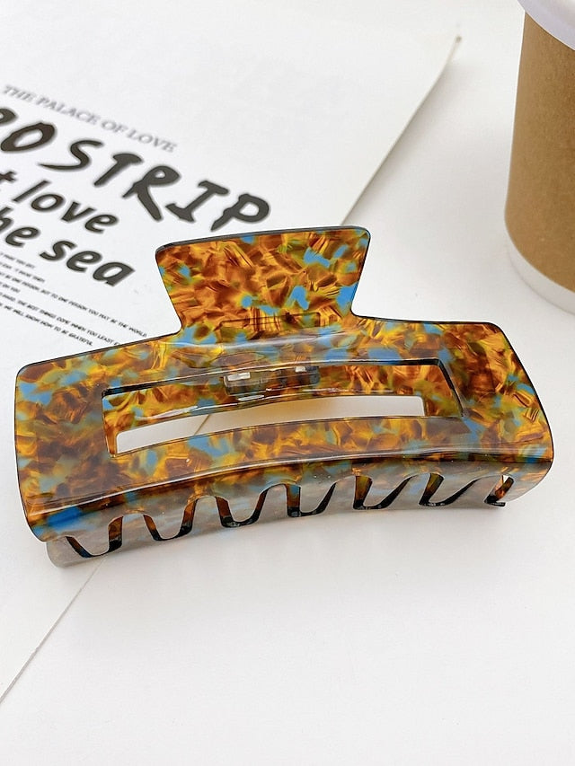 1PC Girls' Hair Hair Claw Various Hair Clip  Aliya&K 8 Pack For Women Girls Hair Claw Clips Matte Gold Crystal Hair Claws Acetic Acid Hair Clips for Women