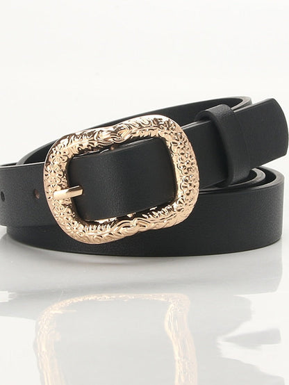 Unisex PU Buckle Belt PU Leather Prong Buckle Plain Casual Classic Party Work Black Brown Coffee White for Women