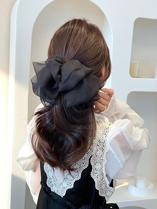this issue must enter -5! mesh temperament big bow top clip back head hairpin  net red new headwear for Women