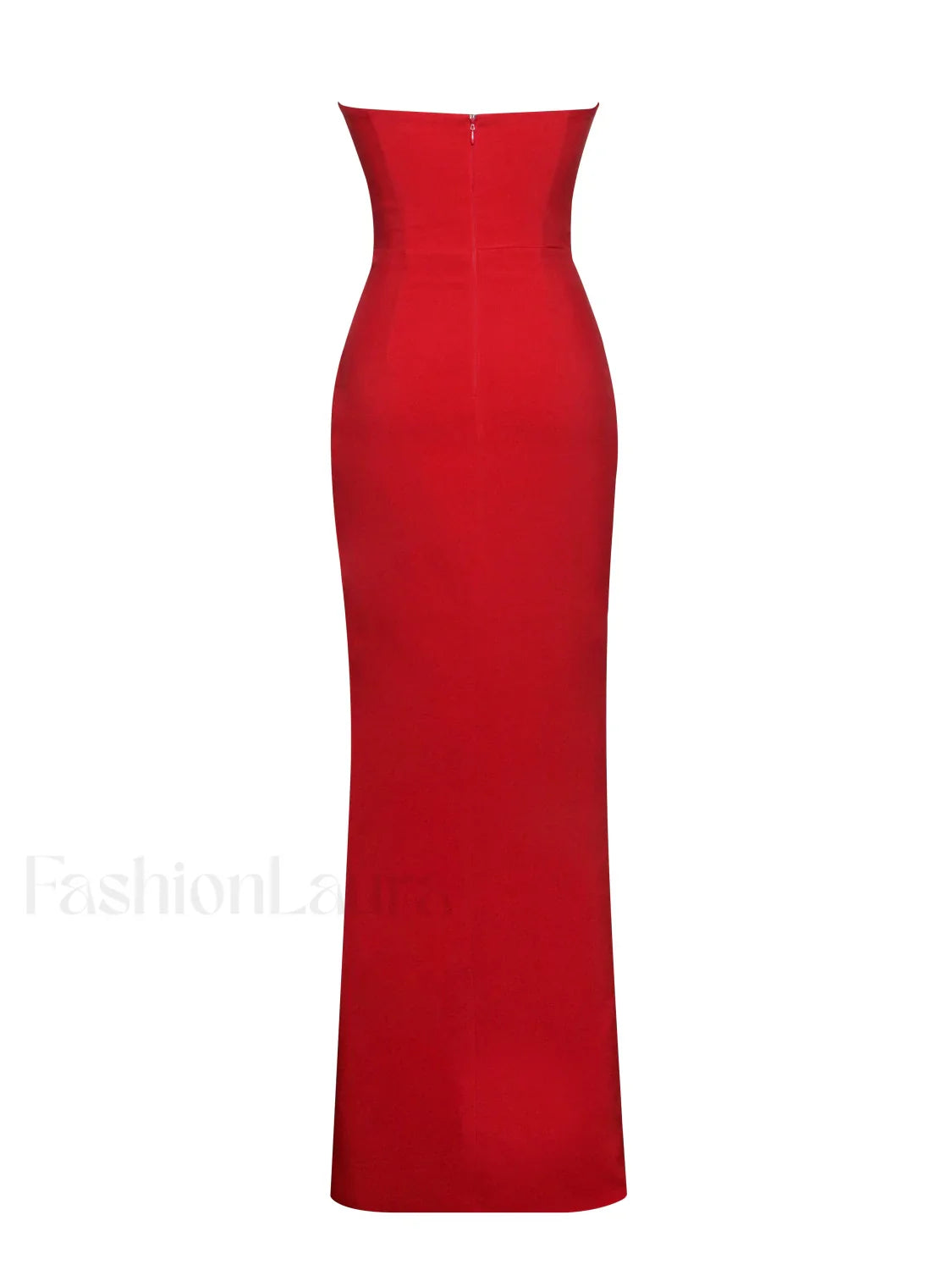 Xoana Red Crystal Charming Embellished High Slit Gown