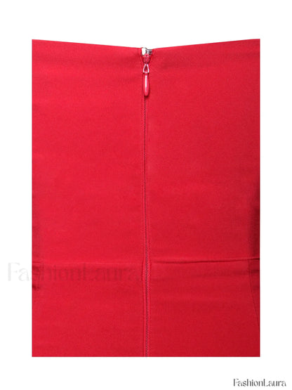 Xoana Red Crystal Charming Embellished High Slit Gown