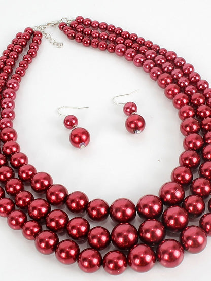 necklace Chic & Modern Party Pure Color Jewelry Sets / Imitation Pearl / White / Red / Purple / Fall for Women