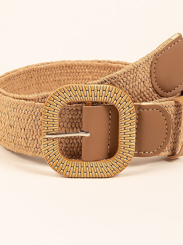 Belt Straw Light Brown Wide Belt Office Weekend Pure Color / Spring / Summer / Fall / Winter for Women