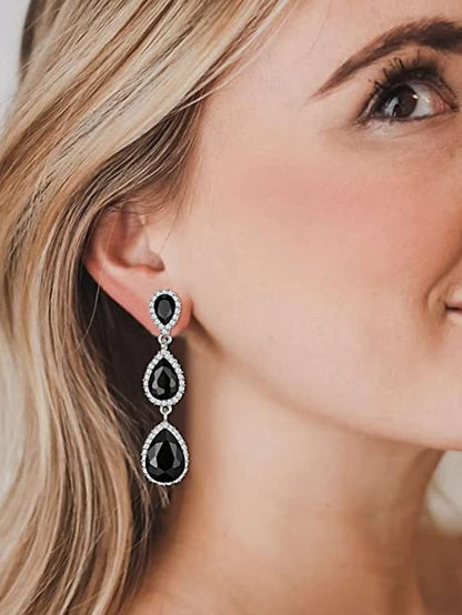 1 Pair Crystal Teardrop Pear Shape  Earrings For Party Evening Mother's Day Acrylic Rhinestone Alloy for Women