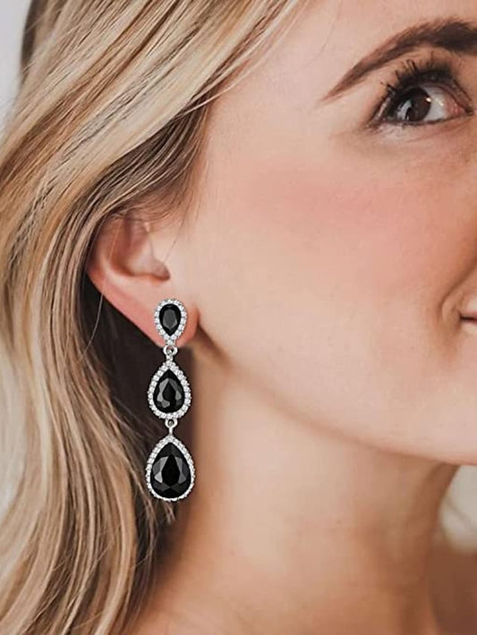 1 Pair Crystal Teardrop Pear Shape  Earrings For Party Evening Mother's Day Acrylic Rhinestone Alloy for Women