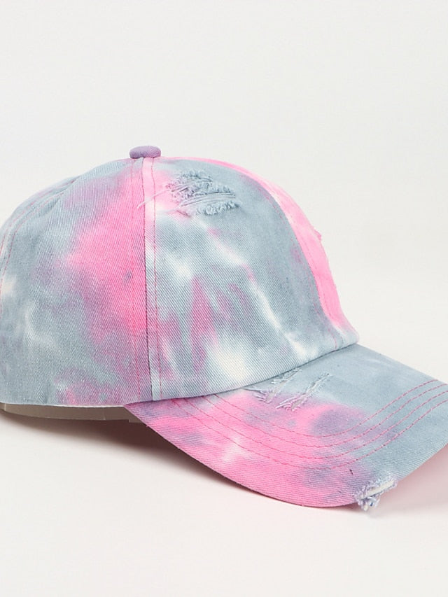 Hole Style New Tie Dye Irregular Gradient Baseball Cap Men's And Colorful Cap Outdoor Sun Protection Adjustable Hat for Women