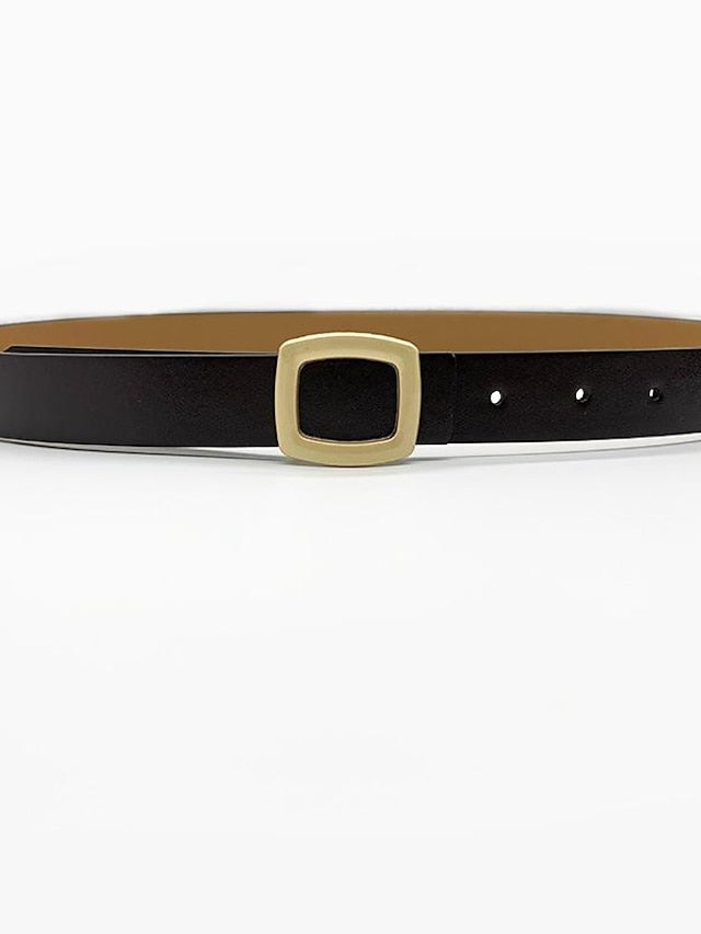 ins retro classic square buckle belt simple wide belt snap button casual jeans jacket coat decoration for Women