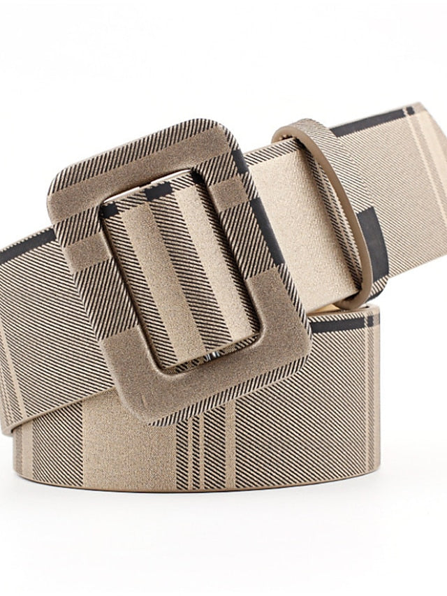 Unisex PU Buckle Belt PU Leather Sliding Buckle Plain Casual Classic Party Daily Black Brown Yellow Beige for Women