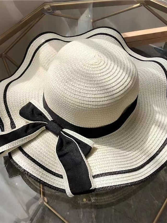 New Summer Straw Hats for Women Fashion Sunshade Beach Hat Travel Bow Big Brim Sun Hat Korean Version Wild Panama Hat Caps for Women