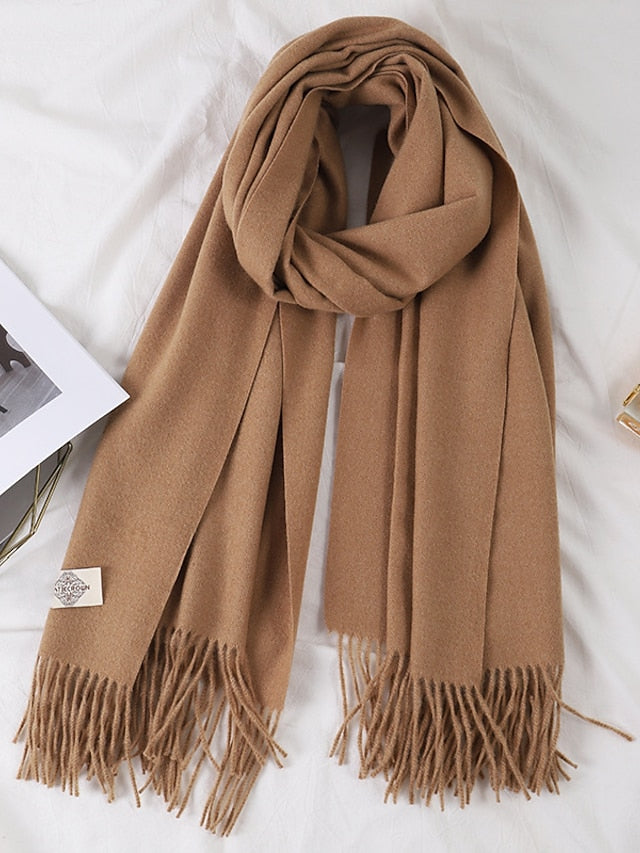 Shawls & Wraps Party Black Scarf Pure Color / Basic / Red / Fall / Winter / Polyester for Women