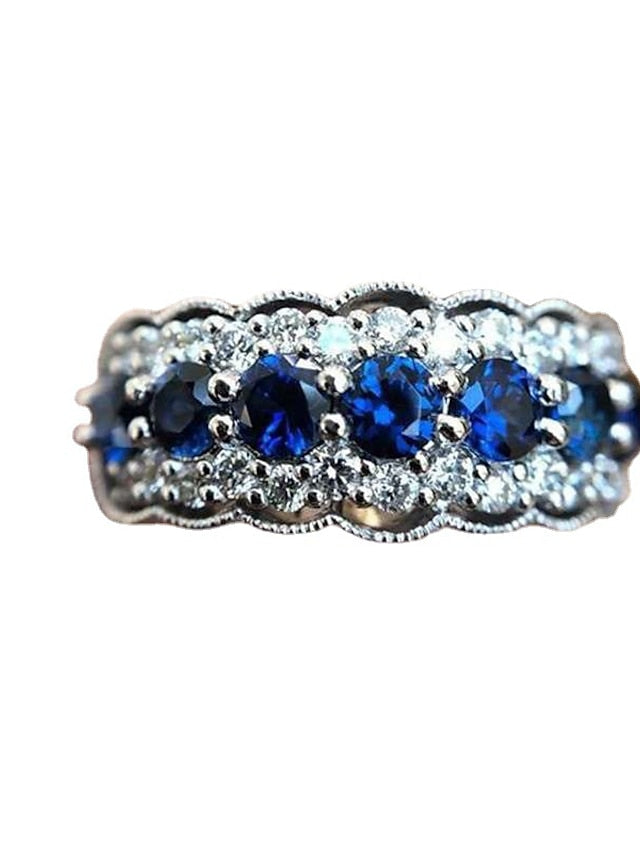 1PC Alloy Ring with Blue Crystal For Women- Mother's Day for Women
