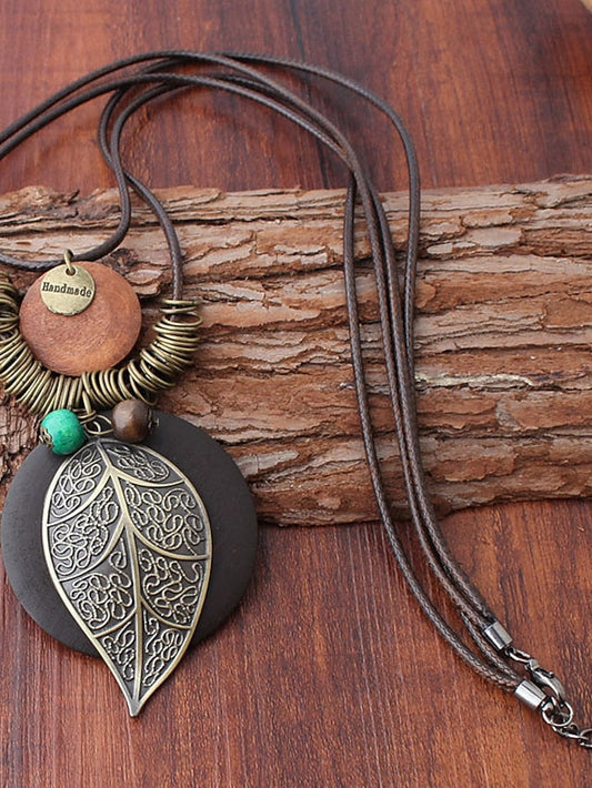 necklace Ethnic Style Street Leaf Pendant Necklaces & Vintage Long Necklaces / Green / Fall / Winter / Spring / Summer for Women