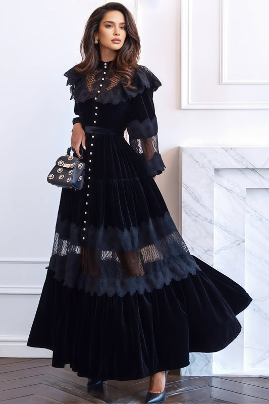 Sorelf Lace Floral Cutout Maxi Dress