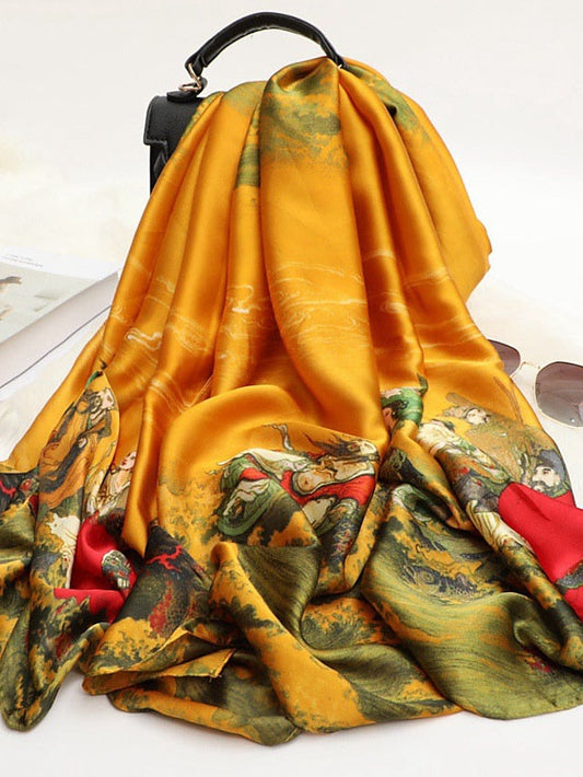 Women Silk Winter Scarf Fashion Print Lady Beach Shawl Scarves Hot Smooth Foulard Female Hijab