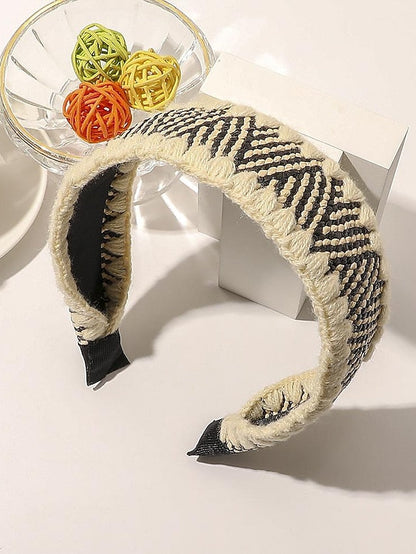 1PC Girls' Headbands Headband For Street Daily Holiday Weave Fabric Wool Edge Raffia Headband-Knotted Beige Wool Edge Raffia Headband - Flat Black Wool Edge Raffia Headband - Flat Beige for Women