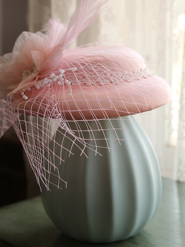 Hat Bucket Hat Black Pink Royal Blue Wedding Party Festival Mesh Pure Color Warm for Women