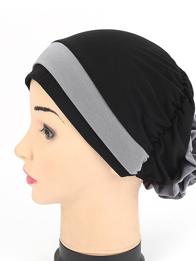 Stretch Inner Hijab Caps Muslim Hat Turban Femme Musulman Turbante Ready To Wear Hijab Bonnet Flower Indian Headwrap Loss Hair Cover for Women