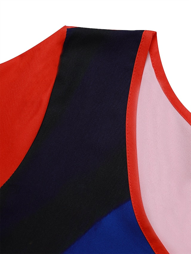 Abstract Portrait Floral Long Dress Maxi Dress Casual Dress Shift Dress Print Dress Fashion Streetwear Outdoor Daily Weekend Pocket Print Long Sleeve V Neck Dress Loose Fit Yellow Red Blue for Women