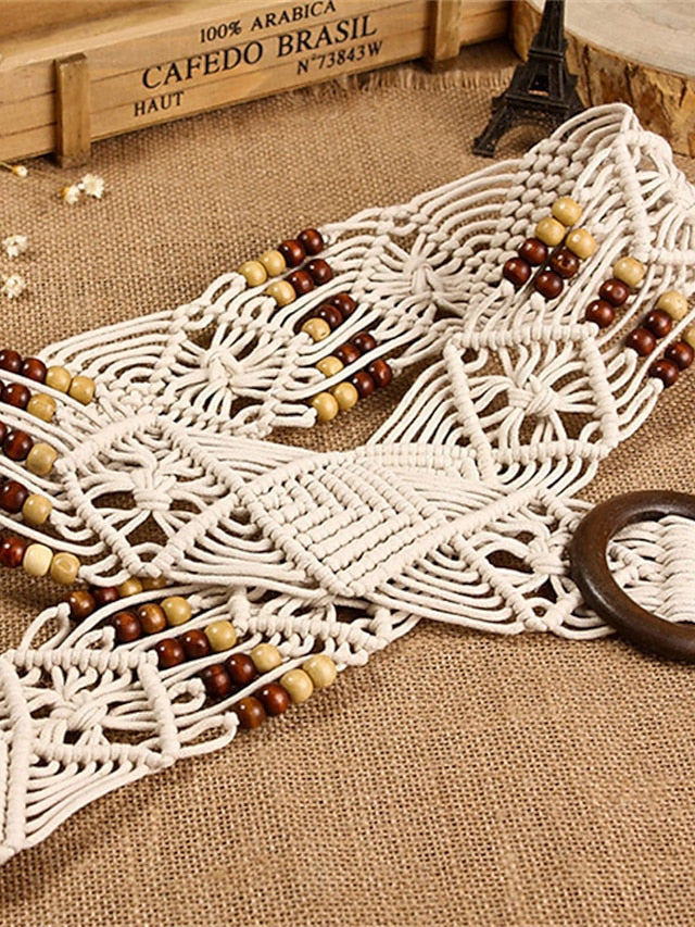 Belt Wood Brown Beige Wide Belt Outdoor Street Daily Holiday Pure Color / Spring / Summer / Fall / Winter for Women