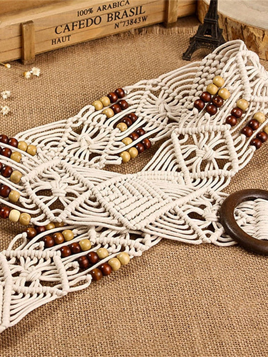 Belt Wood Brown Beige Wide Belt Outdoor Street Daily Holiday Pure Color / Spring / Summer / Fall / Winter for Women
