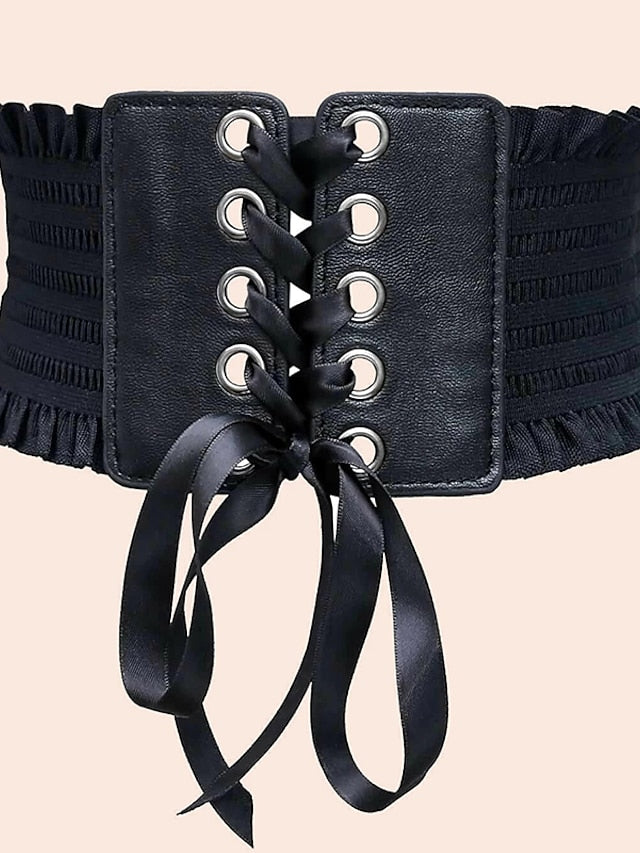 Unisex Corset Belt PU Leather Polyester Buckle Free Plain Casual Classic Party Daily Black for Women