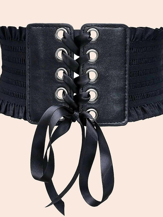 Unisex Corset Belt PU Leather Polyester Buckle Free Plain Casual Classic Party Daily Black for Women