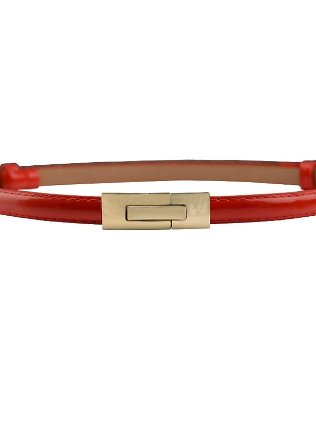 Skinny Belt Party Street Dailywear Holiday Gold Silver Belt Pure Color Blue Fall Winter Spring Summer for Women