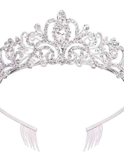 1PC Hair Combs Hairpin Comb For Wedding Party Evening Birthday Festival Glitter Rhinestone Alloy Golden Silver Elegant Princess Crown with Combs Tiaras for Women