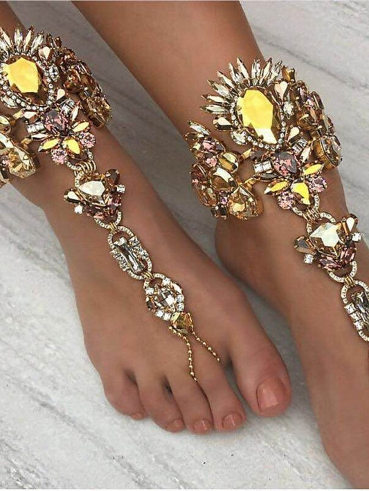 Ankle Bracelet Stylish Holiday Body Jewelry For Holiday Beach Classic AAA Cubic Zirconia Alloy Silver Gold 1pcs for Women