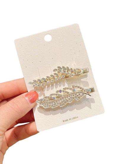 2 Pcs Hair Clips for Women and Girls Rhinestone Decorative Bobby Pins Glitter Crystal Flower Hairpin Handmade Metal Barrettes Hair Jewelry Accessories Set for Women