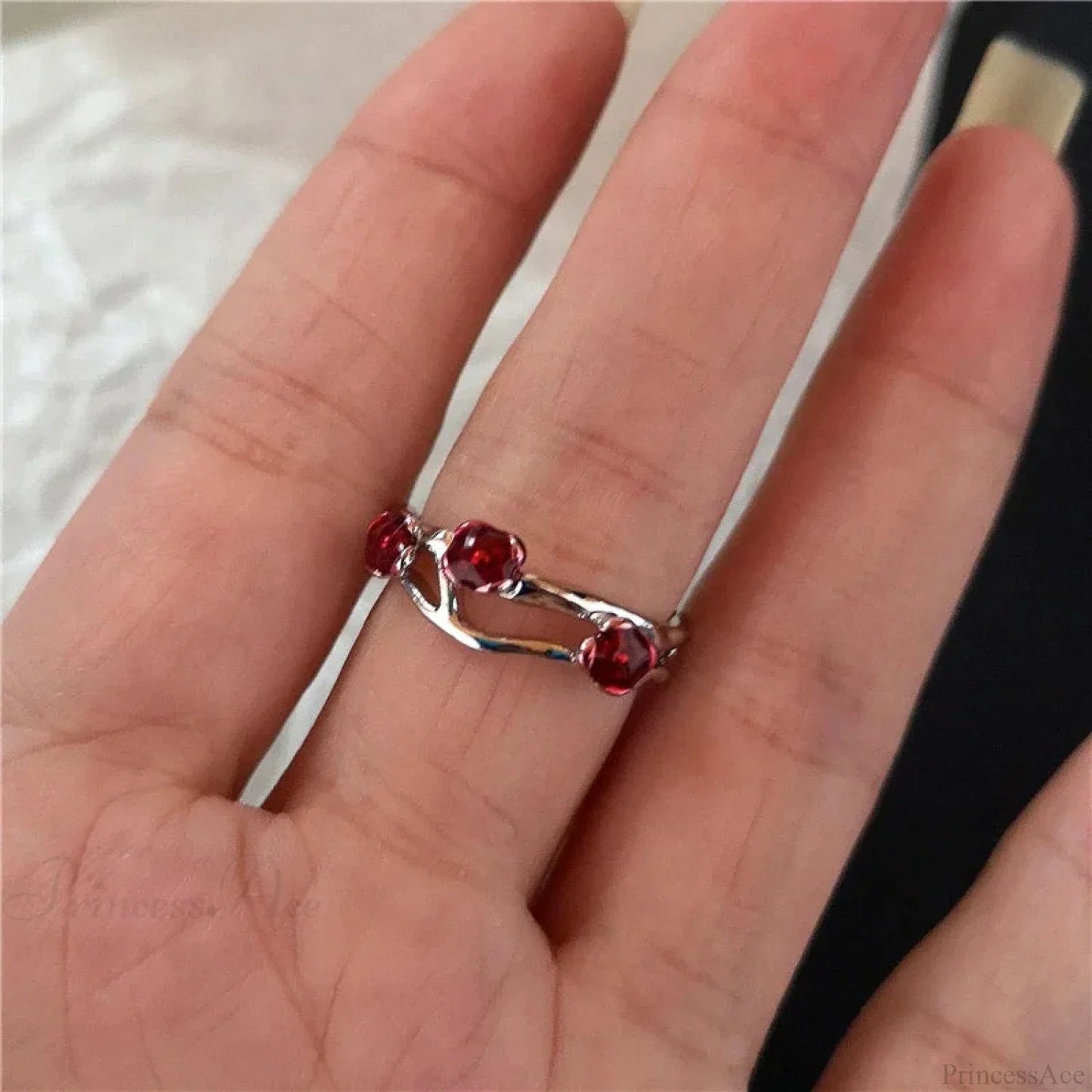 Y2K Gothic Animal Spider Crimson Crystal Ring