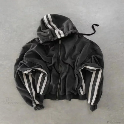 Y2K Gothic Skull Zipper Hoodie