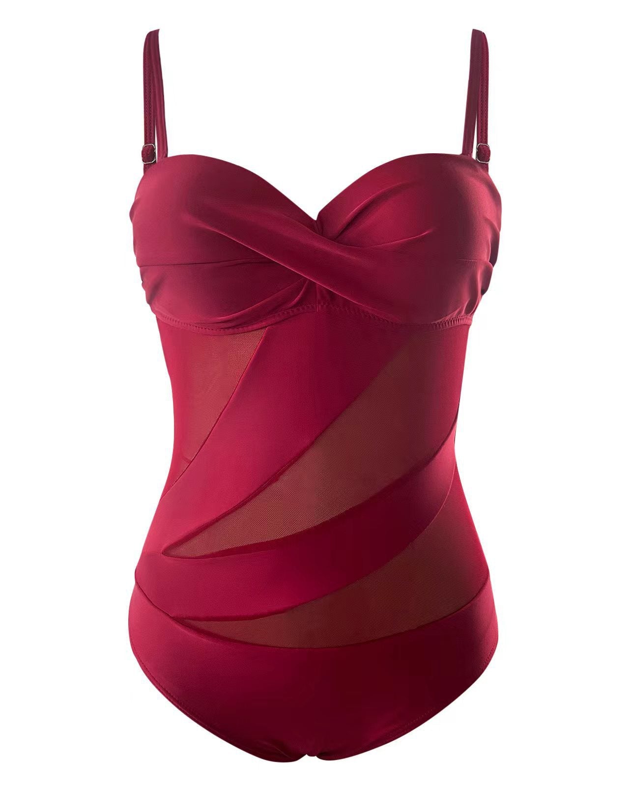 Mesh Stitching Hollow One-Piece Bikini Swimsuit