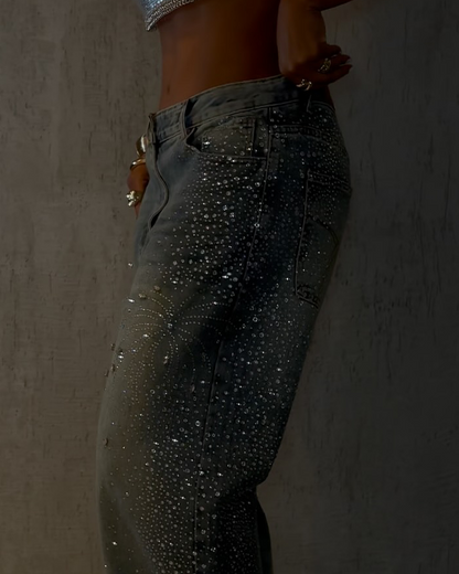 Diamond-Studded Straight Jeans (Pre-Sale)