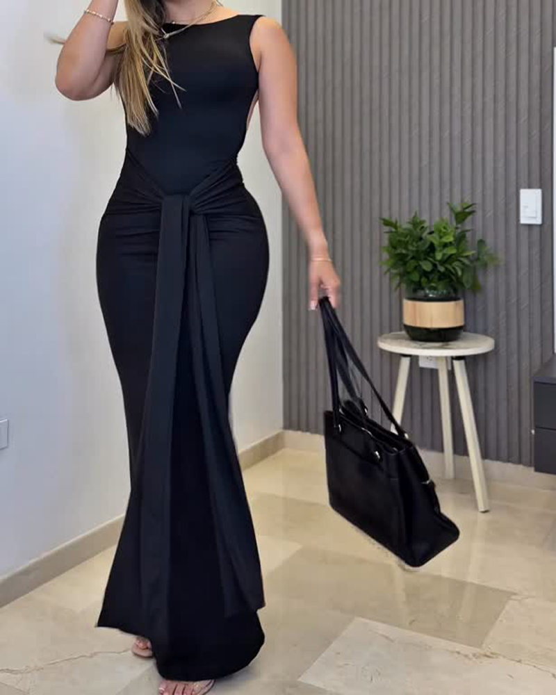 Lace-Up Slim-Fit Hip Dress (Pre-Sale)