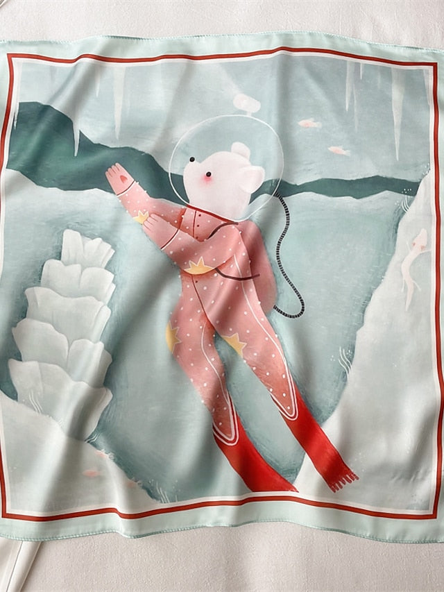 55*55CM Fashion Silk Satin Square Scarf Women Animal Print Small Neckerchief Hair Bandana Female Head Scarves Bags Decoration for Women