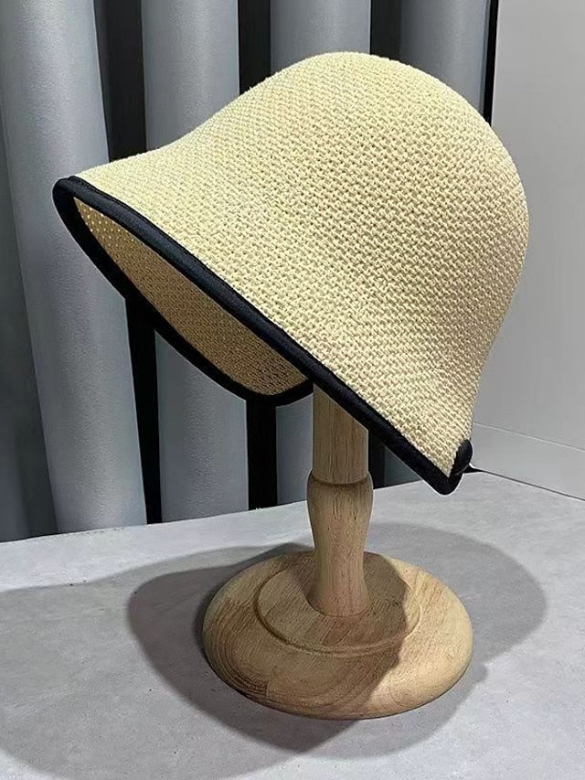 New Women Black Khaki Solid Bucket Hat Bob Caps Fashion Summer Panama Cap Beach Sun Fishing Shopping Boonie Hat Ladies Cap for Women