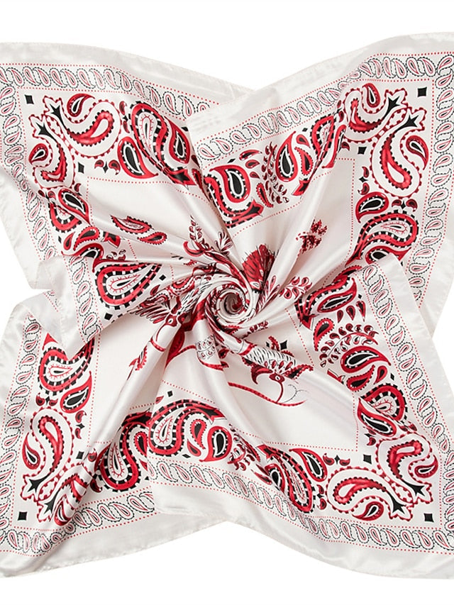Printing Scarf Headwraps For Women Vintage Four Seasons Hair Scarve 90*90cm Square Hijab Foulard Bandana Femme Headscarf for Women