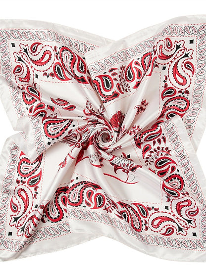 Printing Scarf Headwraps For Women Vintage Four Seasons Hair Scarve 90*90cm Square Hijab Foulard Bandana Femme Headscarf for Women