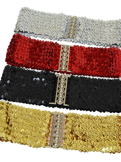 Wide Belt Corset Belt Metal Chain Canvas Metal Bucke Geometric Formal Party Daily Black Silver Gold Red for Women