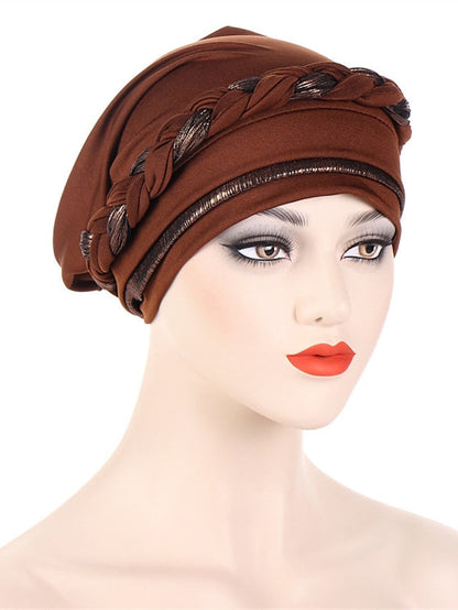 8 Colors Muslim Women Inner Caps Braided Bandanas Hijab Comfort Fashion Turban Hat Colorful Chemo Hats Head Wearing turbante for Women