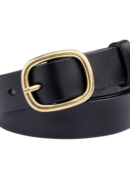 Leather Belt Genuine Leather Cowhide Prong Buckle Geometric Formal Classic Daily Work Black Wine Brown Coffee for Women